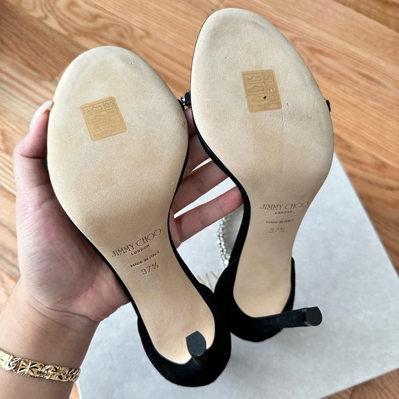 Jimmy Choo Black Suede Diamond Crystal Heels, 37.5 - Picture 4 of 6